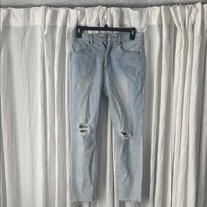 LOFT Sky Blue Ripped Cropped Jeans